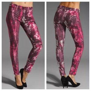 Hudson Nico Super Skinny Corduroy Jeans Size 27 Pink Galaxy Print Y2K Low Rise